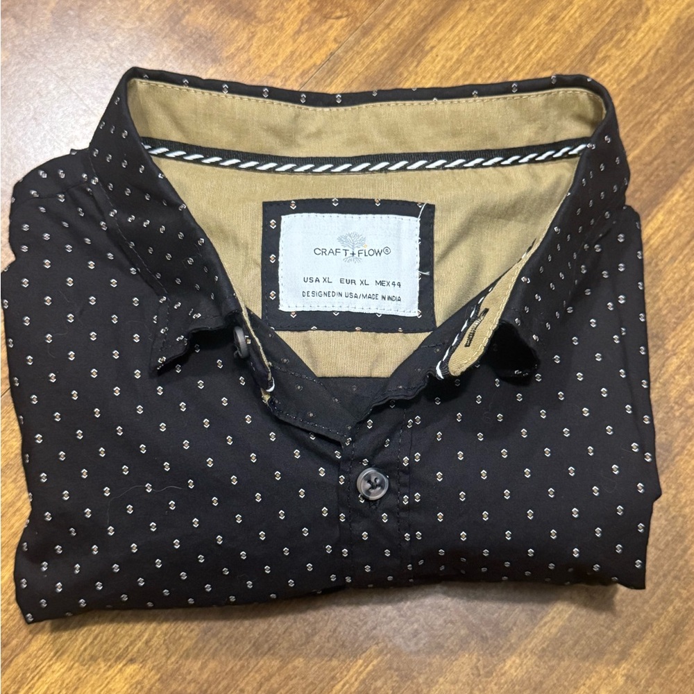 Craft & Flow Men's Black Patterned Casual Shirt